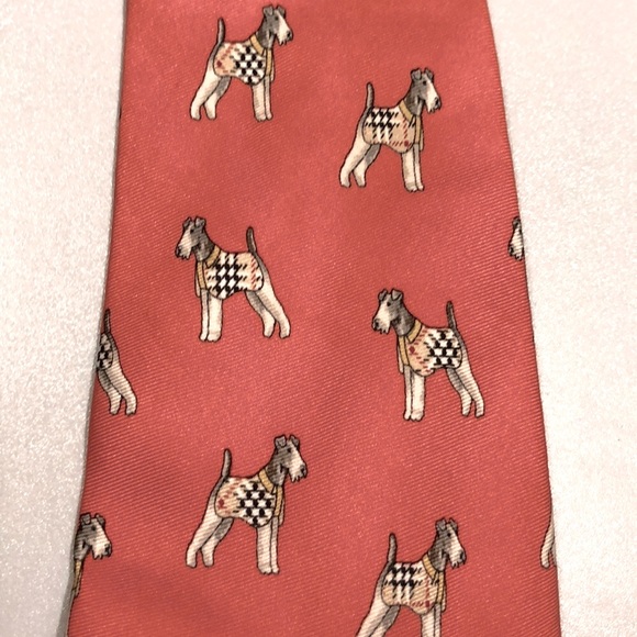 BURBERRY Tie/ Dogs/Orange - Picture 1 of 9